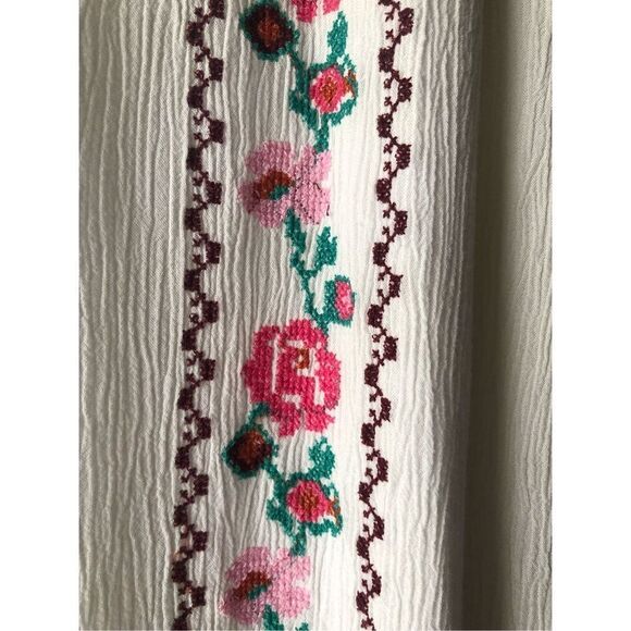 old navy dress cream embroidery V-neck tassel tie Beach SZ MTall - Picture 5 of 10